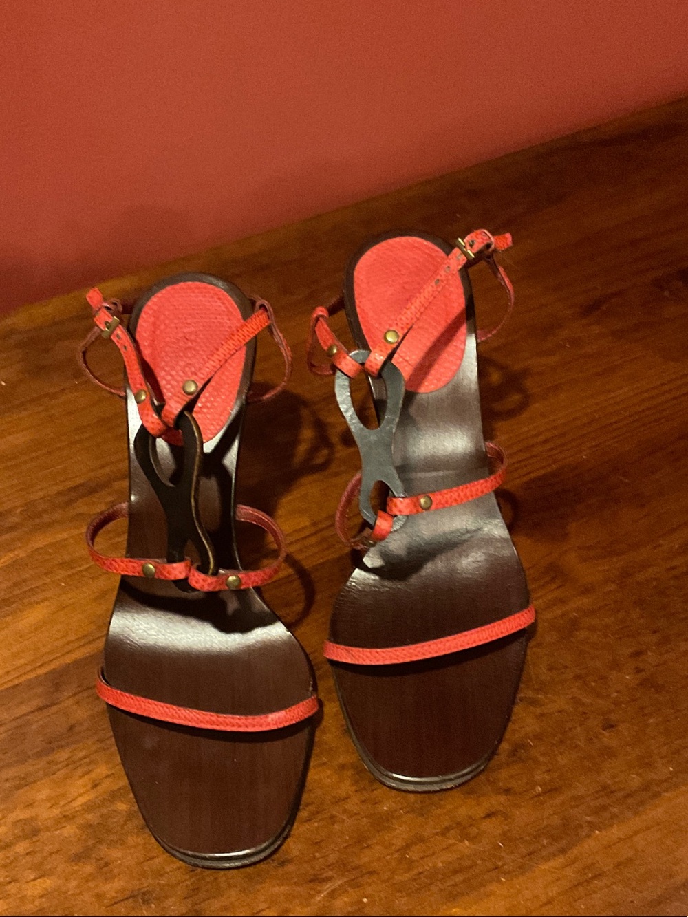 Gucci Red Strappy High-Heel Sandals